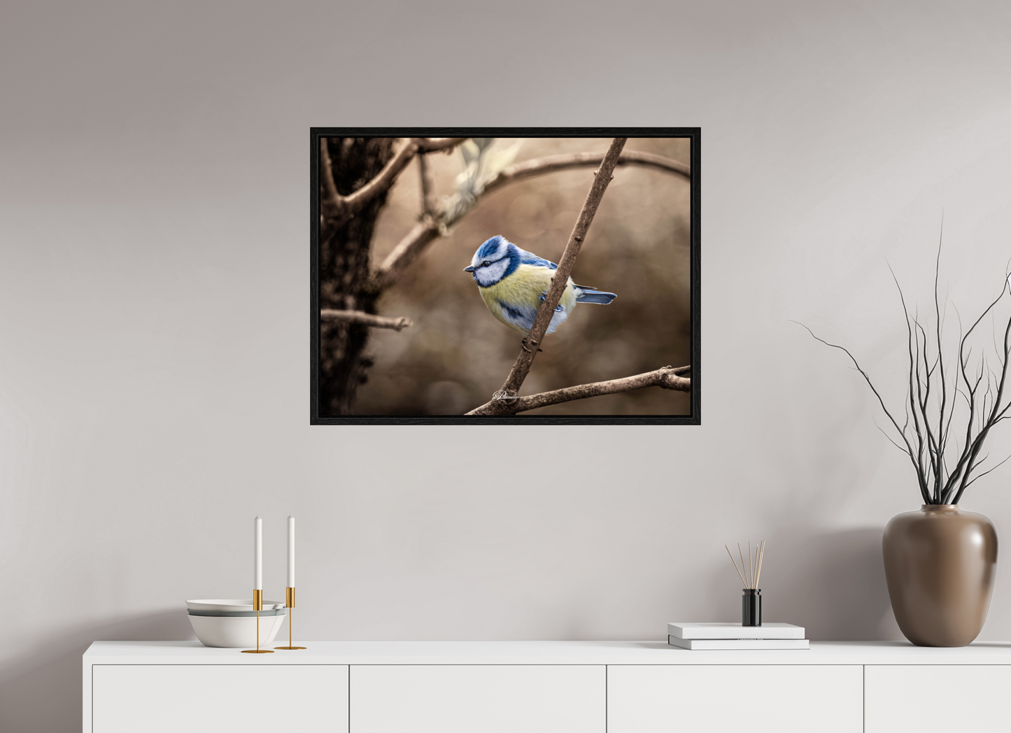 80 x 60 cm, Floater Frame Blue tit