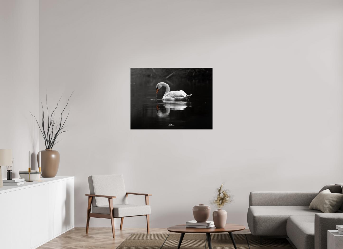 100 x 75 cm, Standard print Mute swan