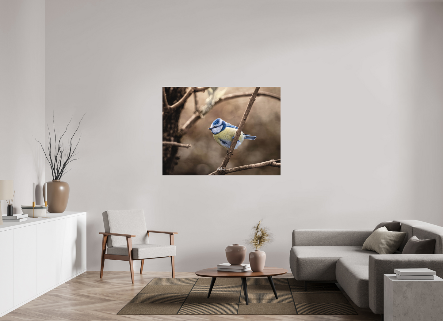 140 x 105 cm, Aluminum Blue tit