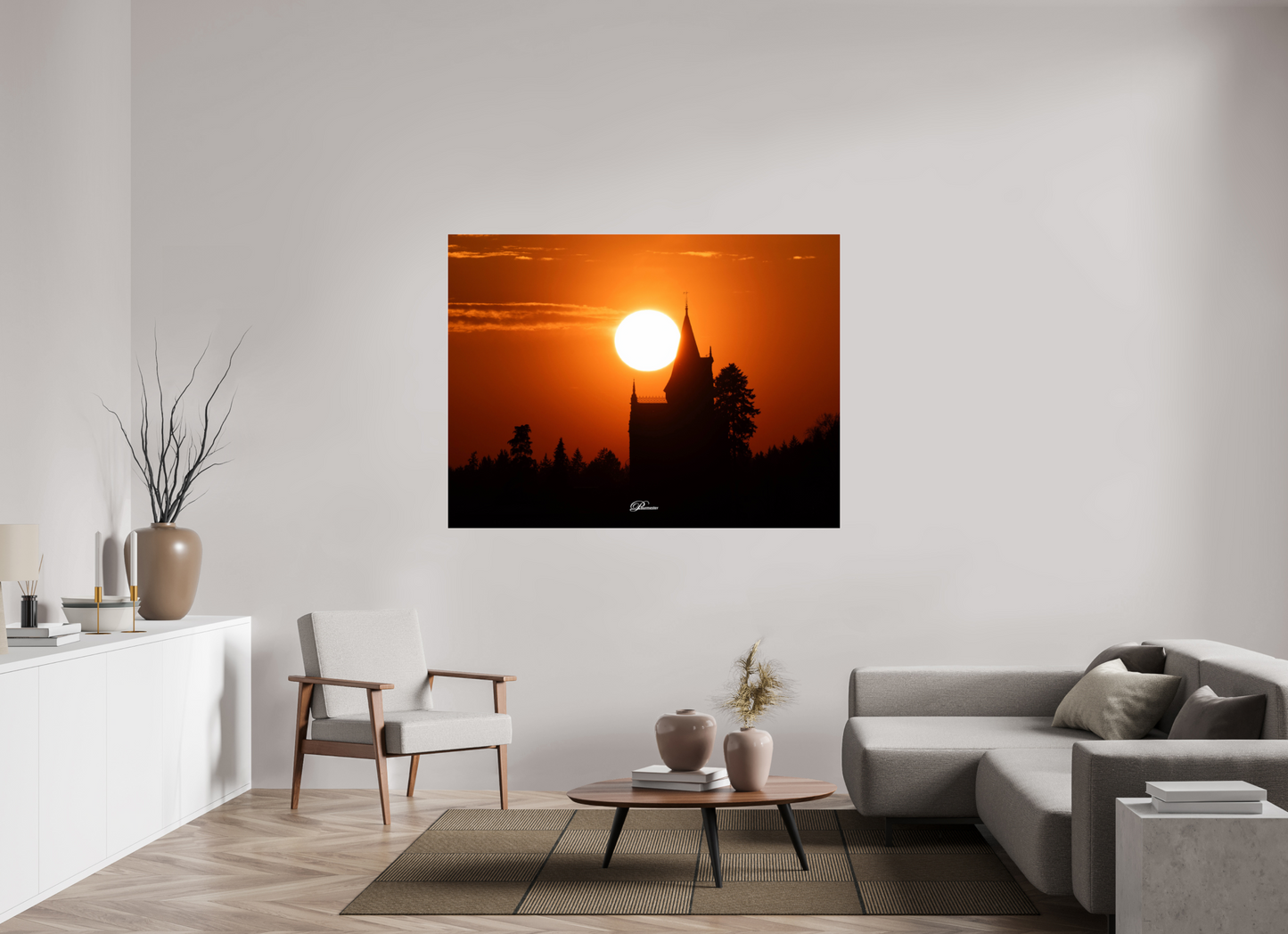 160 x 120 cm, Acryl The castle of Kappelrodeck during sunset