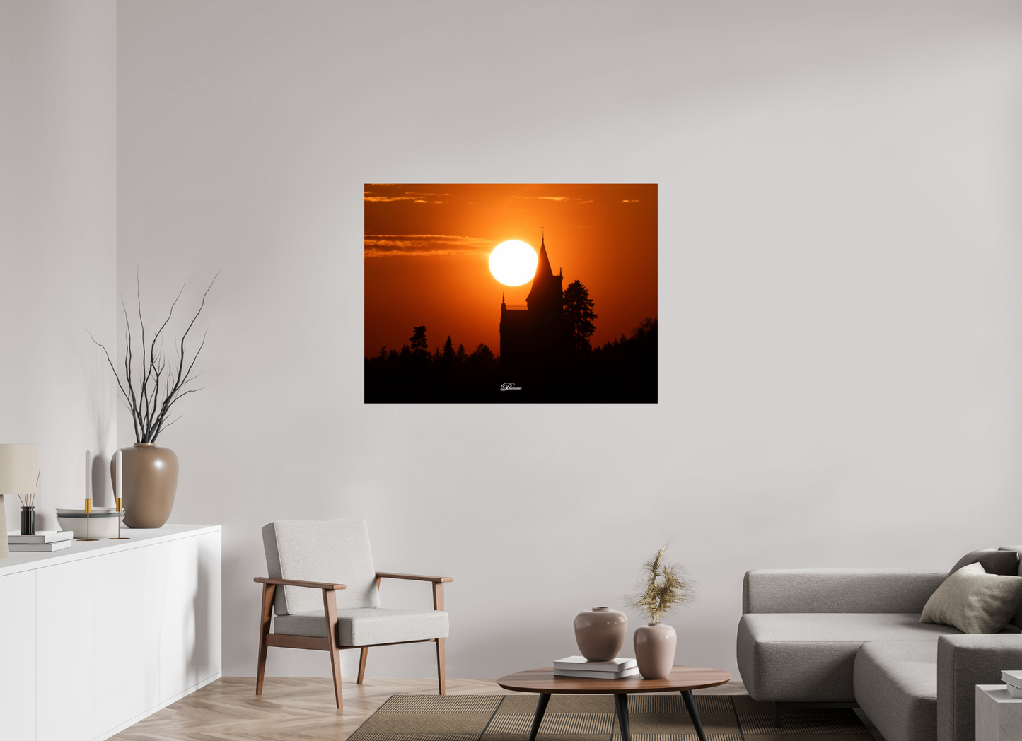 120 x 90 cm, Standard print The castle of Kappelrodeck during sunset