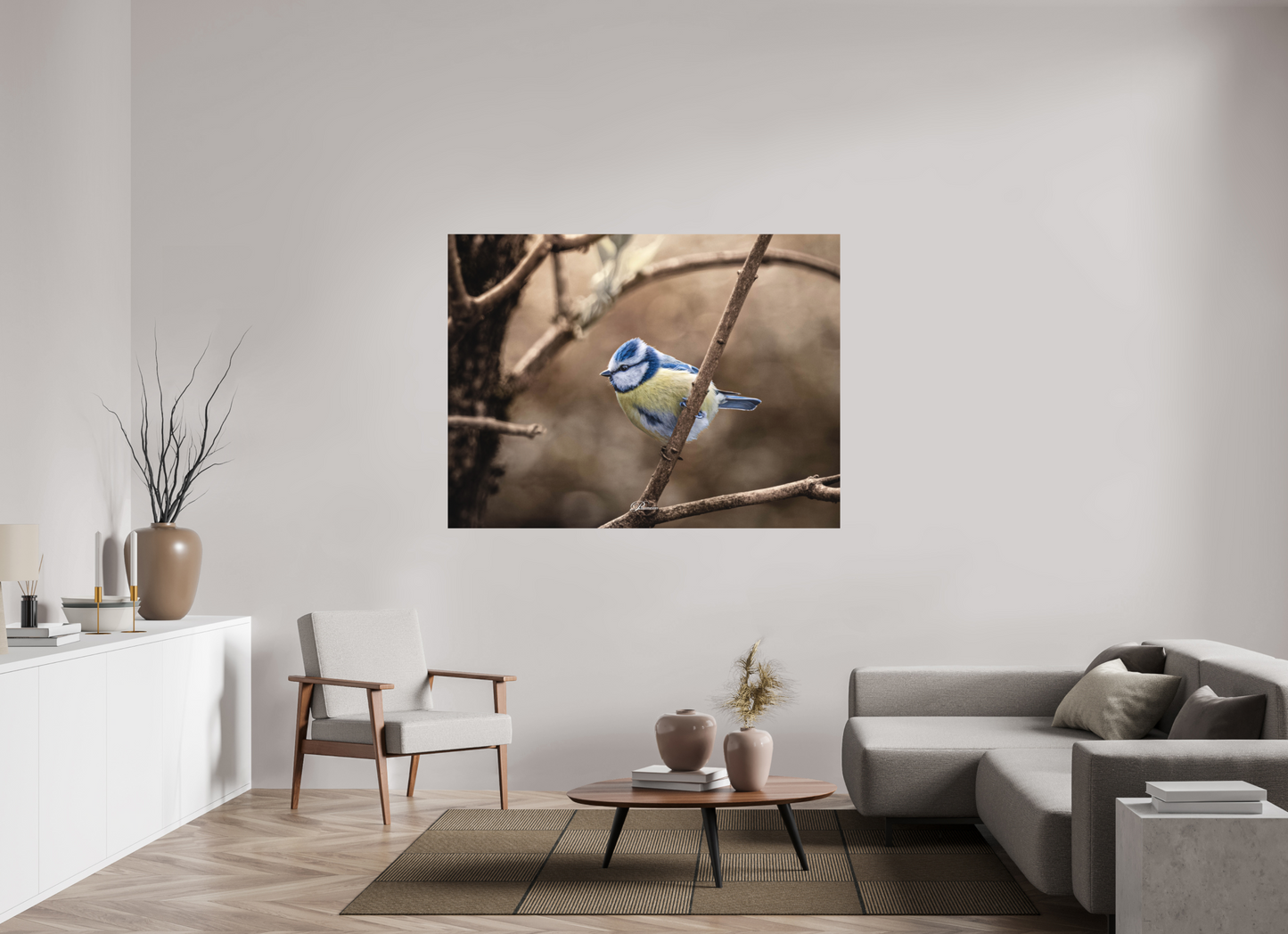 160 x 120 cm, Aluminum Blue tit