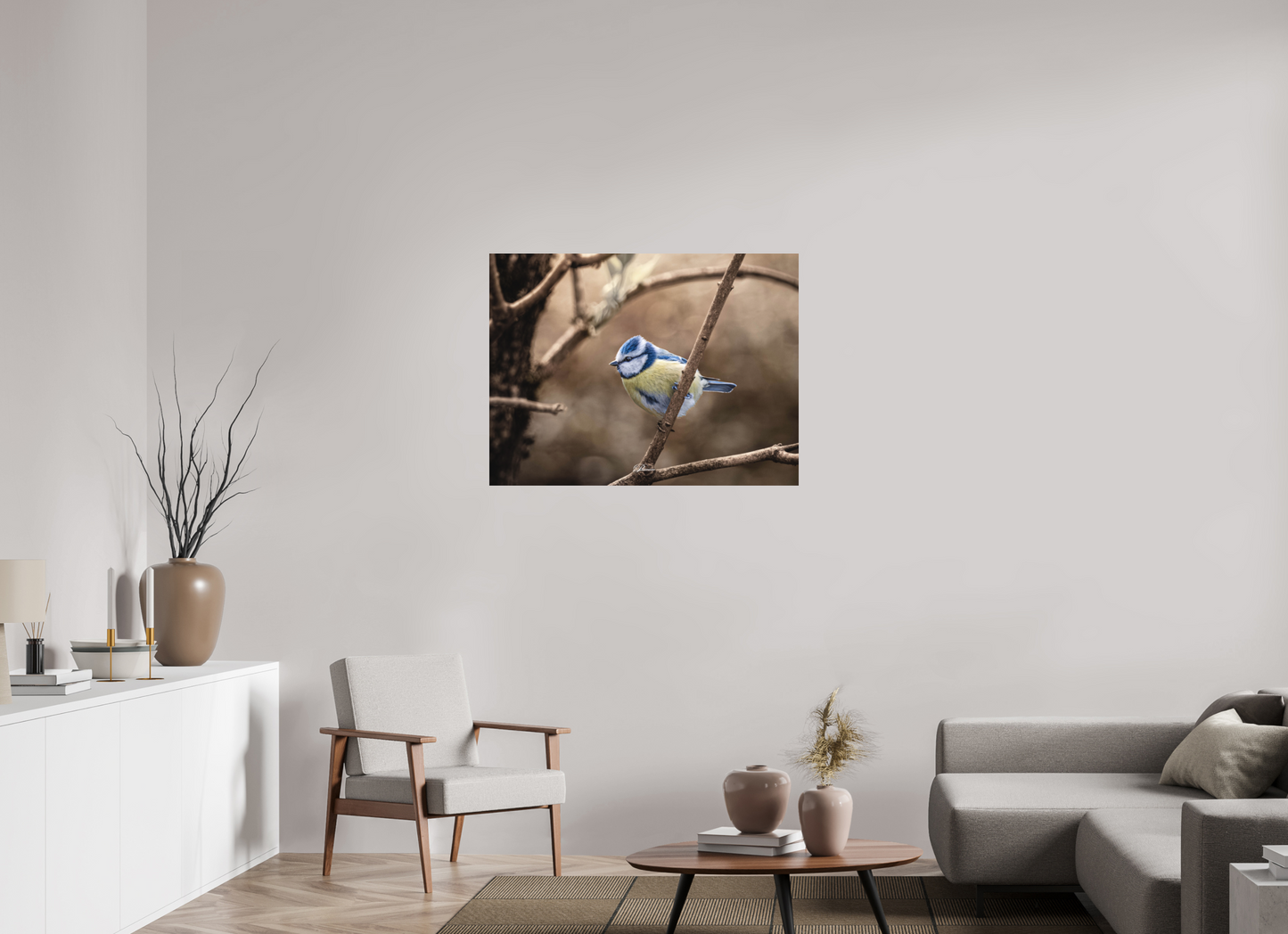 100 x 75 cm, Aluminum Blue tit