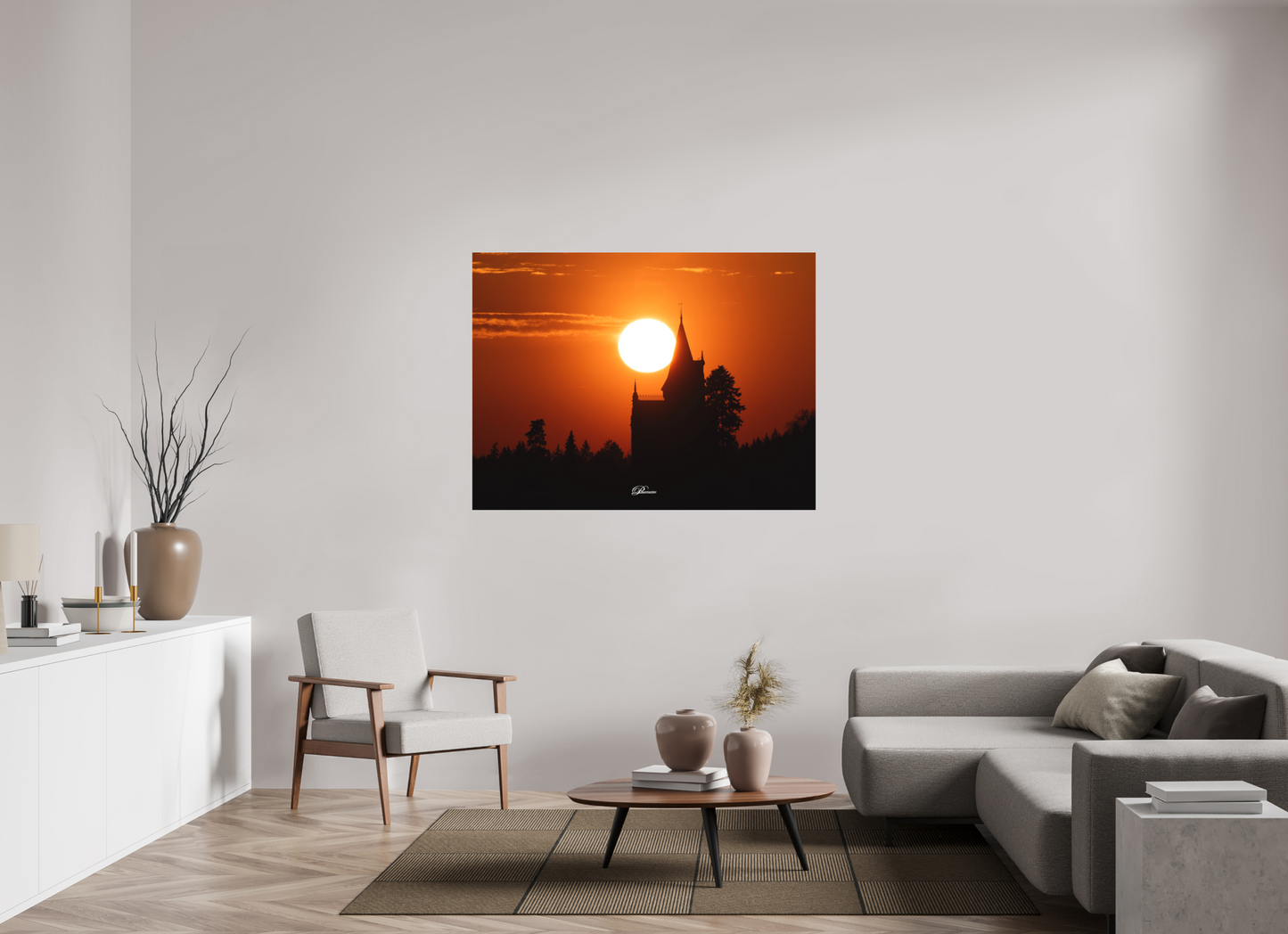 140 x 105 cm, Aluminum The castle of Kappelrodeck during sunset