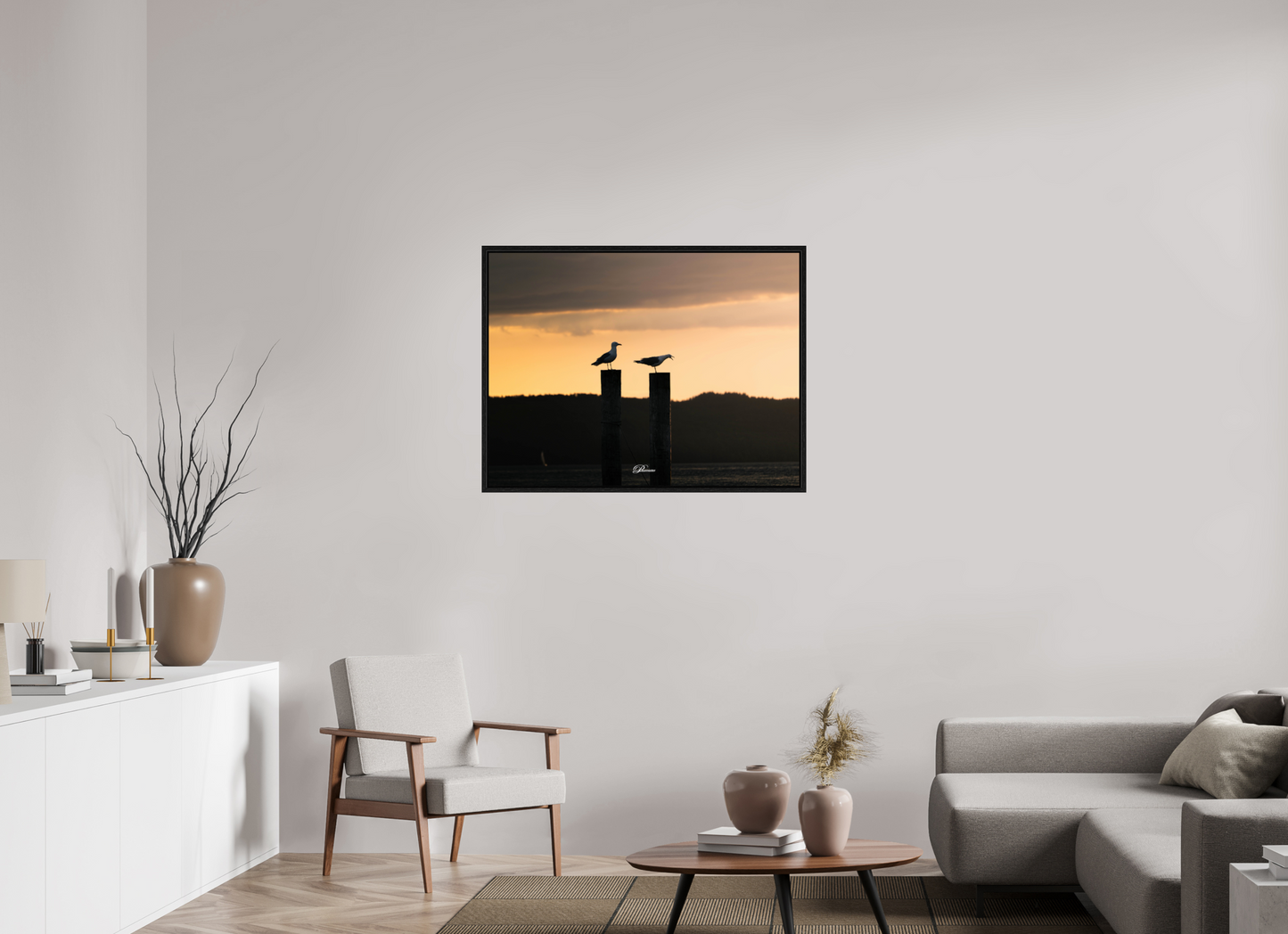 100 x 75 cm, Floater Frame Evening call