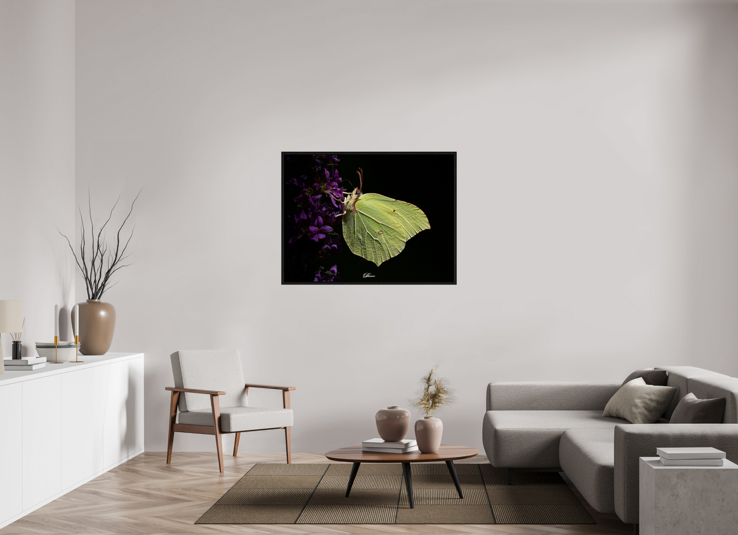 120 x 90 cm, Floater Frame Common brimstone
