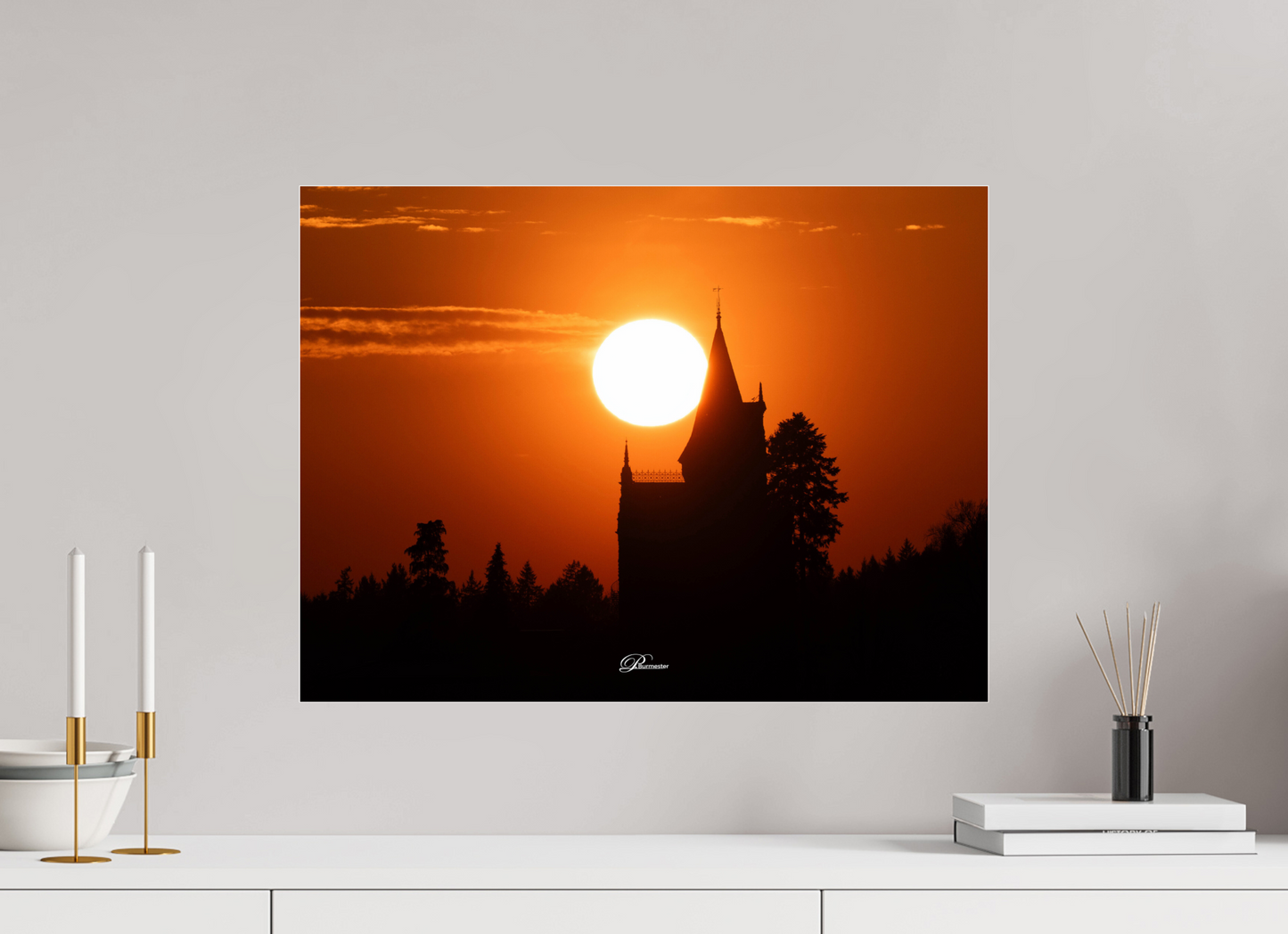 60 x 45 cm, Acryl The castle of Kappelrodeck during sunset