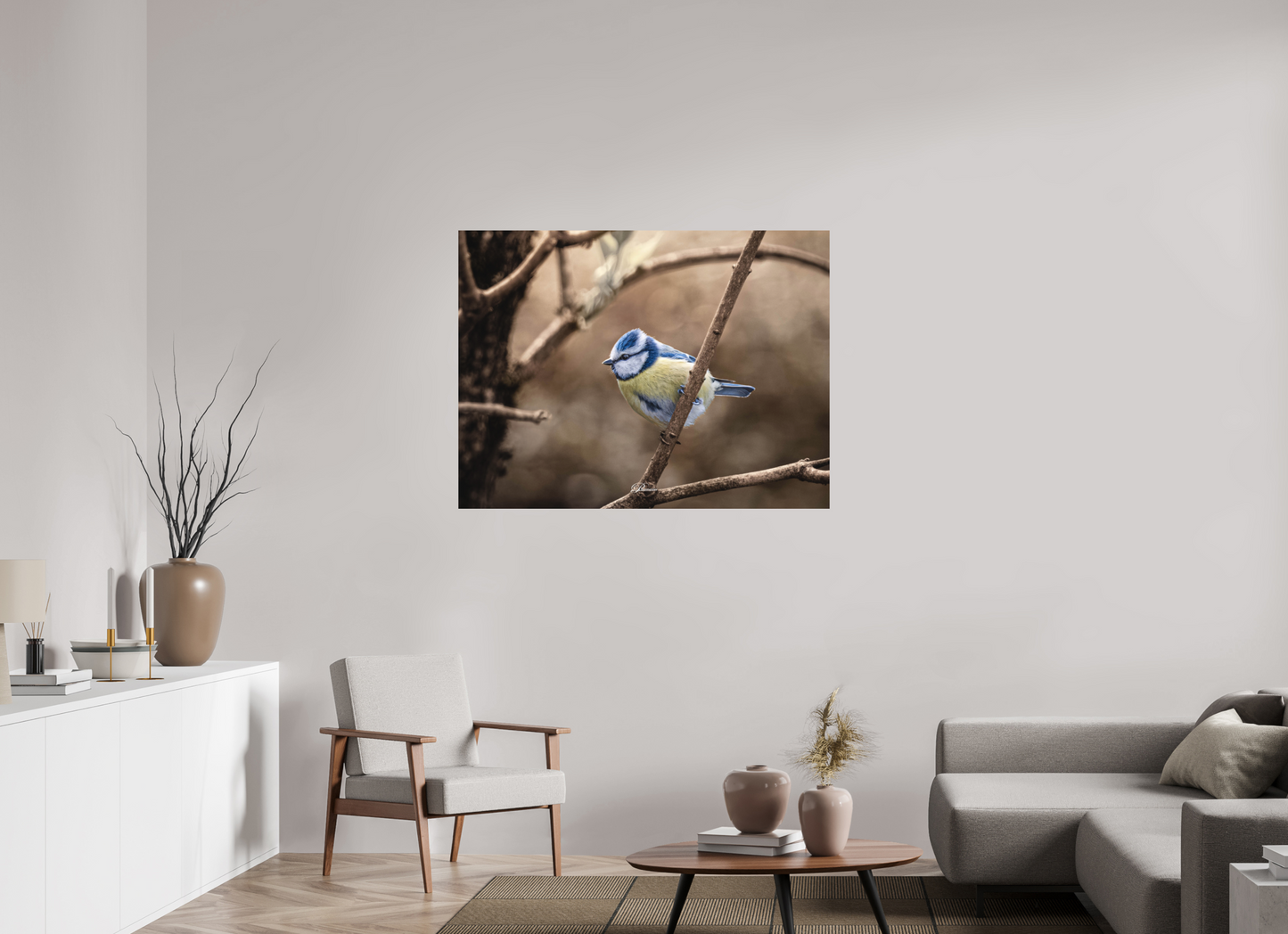 120 x 90 cm, Aluminum Blue tit