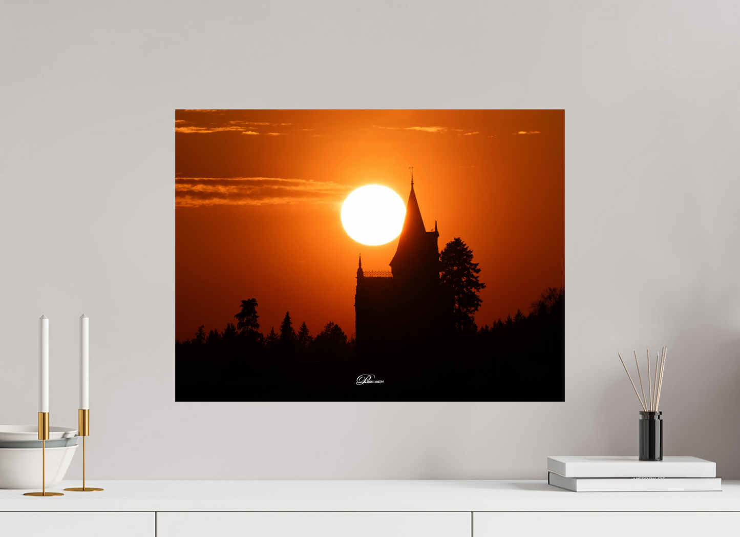 60 x 45 cm, Standard print The castle of Kappelrodeck during sunset