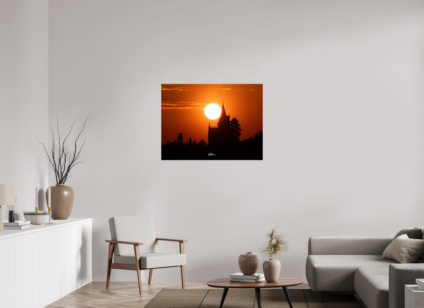 100 x 75 cm, Standard print The castle of Kappelrodeck during sunset